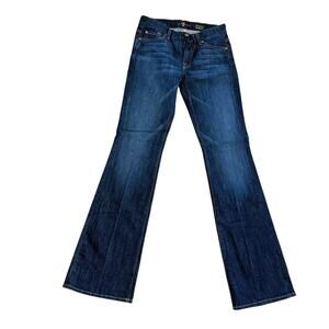 Seven For All Mankind size 28 flare leg denim jeans low rise; medium wash #4184